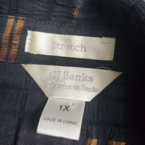 CJ Banks Jacket Womens Size XL Full Zip Gray Plaid Button Stretch Crinkle Long - Picture 2 of 9